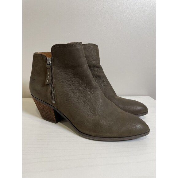 Frye 3470014 Women's 9.5 Brown Leather Zip Up Booties Ankle Boots Heeled - Picture 1 of 11